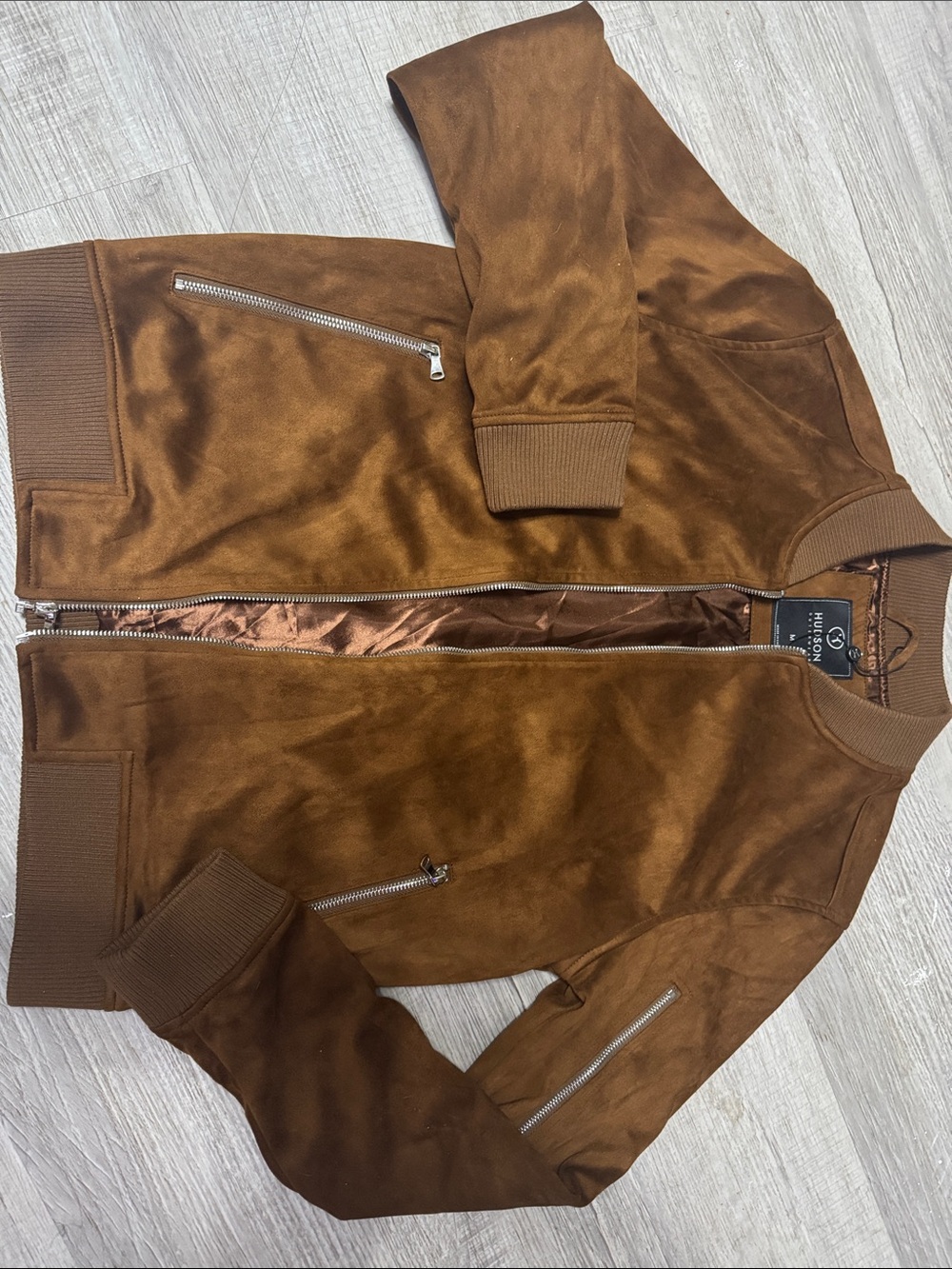 Hudson Suede-Texture Brown Bomber Jacket
